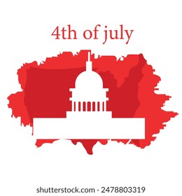 4th of july vector design .Independence Day .freedom.Us map.famous building .in white background .red element 