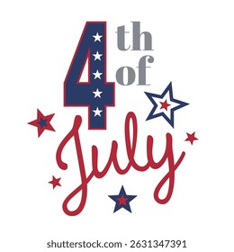4th of July Vector illustration. Vector Independence Day Typography For T Shirts, Posters, Banners, Cards, Party Decor, Balloons