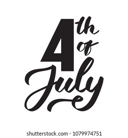 4th of July - vector typography, calligraphy, lettering, hand-writing. Composition in one color with stars. For  banner, label, tag, poster, wallpaper, flyer, invitation, cutout template.