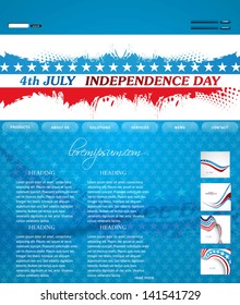 4th of july website template presentation blue colorful design vector