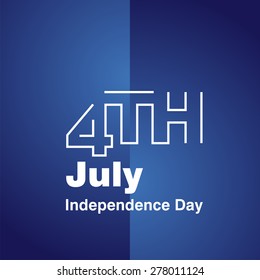 4th July white line logo blue background