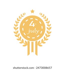 4th of july yellow badge .sweater design .Leaves .ribbon .freedom .in white background 