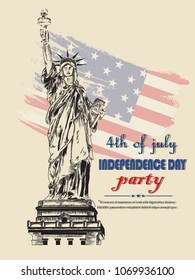   4th of July,Flyer decorated with blue and red brush strokes for 4th of July,  Independence Day