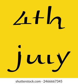 4th of july.yellow background and yellow square element .vector design .Us.Independence Day .black colored letters .