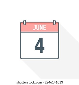 4. Juni Kalendersymbol. Juni 4 Kalendertag Monat Symbol Vektorgrafik-Illustrator