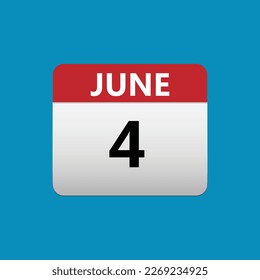 4th June calendar icon. June 4 calendar Date Month icon