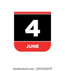 Icono vectorial del calendario 4 de junio. Monograma del 4 de junio.