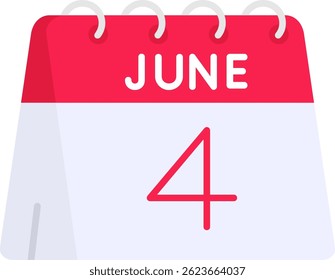 Design de ícone de vetor de linha de 4 de junho