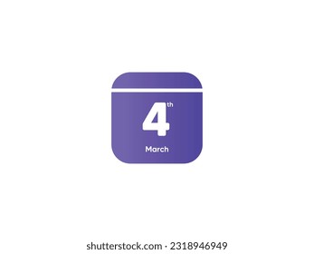 4th March calendar date month icon with gradient color, flat design style vector illustration
