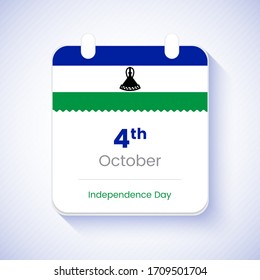 4 de octubre, Día de la Independencia de Lesoto. Ilustración vectorial del moderno calendario del día de la independencia del país.