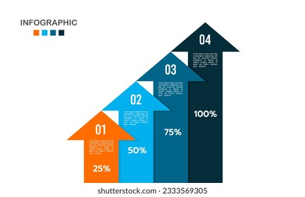 4th Quarter Infographic growth report template. Business presentation. Vector illustration.