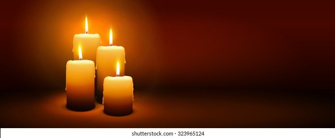 4th Sunday of Advent - Fourth Candle with Warm Atmosphere - Candlelight, Panorama, Banner, Website Head Template - Candlelight Dinner