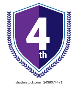 4th, Vector illustration EPS 10 File. Number Four. Award Icon. 4th Place.