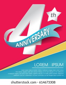 4th Year Anniversary Celebration Design, Number vector template