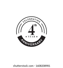 4th year anniversary emblem logo design vector template