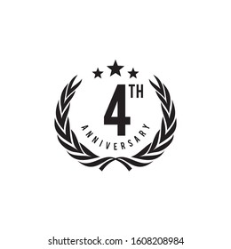 4th year anniversary emblem logo design vector template