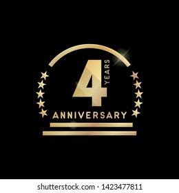 4th Year Anniversary Golden Emblem Vector Stock Vector (Royalty Free ...