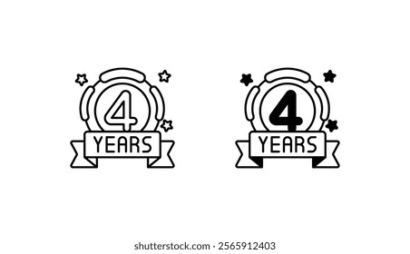 4th year icon design with white background stock illustration