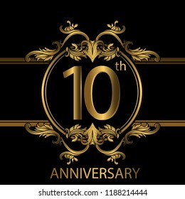 4th years anniversary celebration. 4th anniversary logo with gold color, foil, sparkle