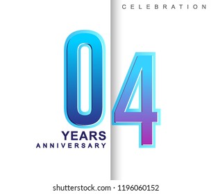 4th Years Anniversary with colorful design. Applicable for brochure, flyer, Posters, web and Banner Designs, anniversary celebration