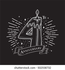 4th Years Anniversary Design. Vector design template elements for your celebration.