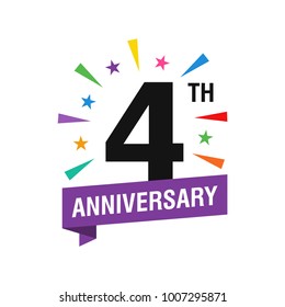 4th Years Anniversary Logo Design Vector. Modern Illustration