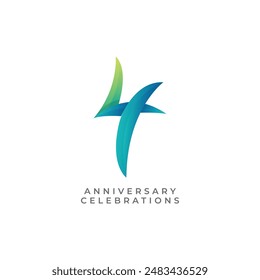 4th years anniversary logo design template