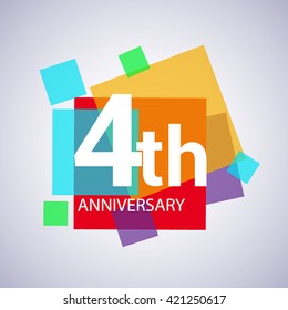 4th years anniversary logo, vector design birthday celebration with colorful geometric isolated on white background. svg
