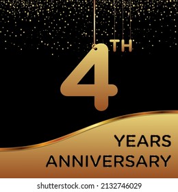4th years anniversary, vector design for anniversary celebration with gold color on black background, simple and luxury design. logo vector template