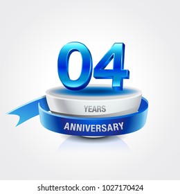 4th years blue anniversary logo celebration with ring and ribbon.