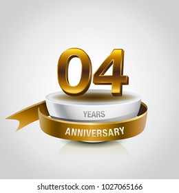 4th years golden anniversary logo celebration with ring and ribbon. svg