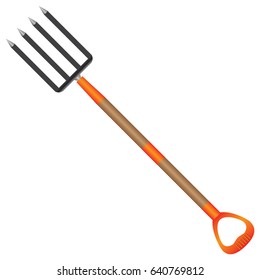 4-Tine Floral Spading pitchforks. Vector illustration, tool.