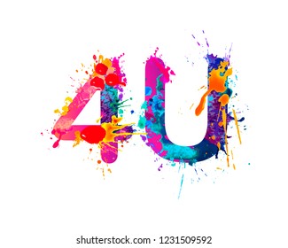 4u. For you. Sign of wateroclor splash paint