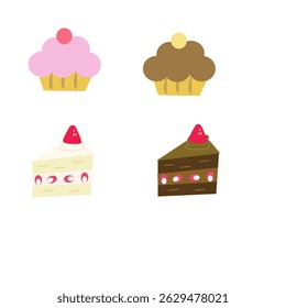 4variation of piece of cakes 2d illustration