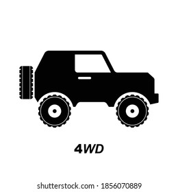 4wd Car Icon Isolated On White Background Vector Illustration.
