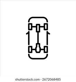 4WD car outline icon. drivetrain type black line illustration.