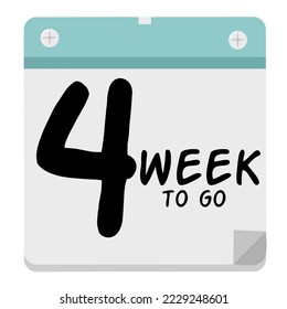4week to go sign label vector art illustration