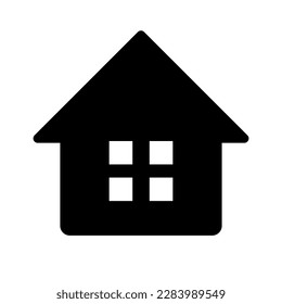4-window house silhouette icon. Vector.