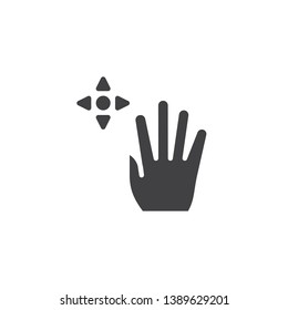 4x drag flick vector icon. Hand Click filled flat sign for mobile concept and web design. Four finger touch gesture glyph icon. Symbol, logo illustration. Pixel perfect vector graphics