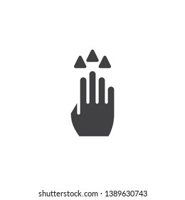4x drag up vector icon. Hand Click filled flat sign for mobile concept and web design. Four finger touch gesture glyph icon. Symbol, logo illustration. Pixel perfect vector graphics