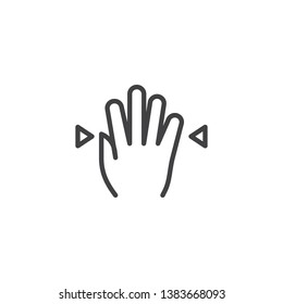 4x pinch line icon. Hand Click linear style sign for mobile concept and web design. Four finger touch gesture outline vector icon. Symbol, logo illustration. Pixel perfect vector graphics
