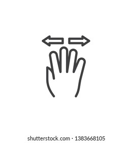 4x spread line icon. Hand Click linear style sign for mobile concept and web design. Four finger touch gesture outline vector icon. Symbol, logo illustration. Pixel perfect vector graphics