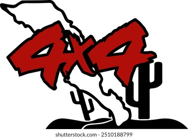 4x4 car icon. Baja California desert rally championship logo