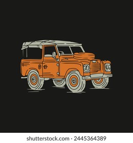 4X4 Car Illustration Vintage Jeep Car Design Vector