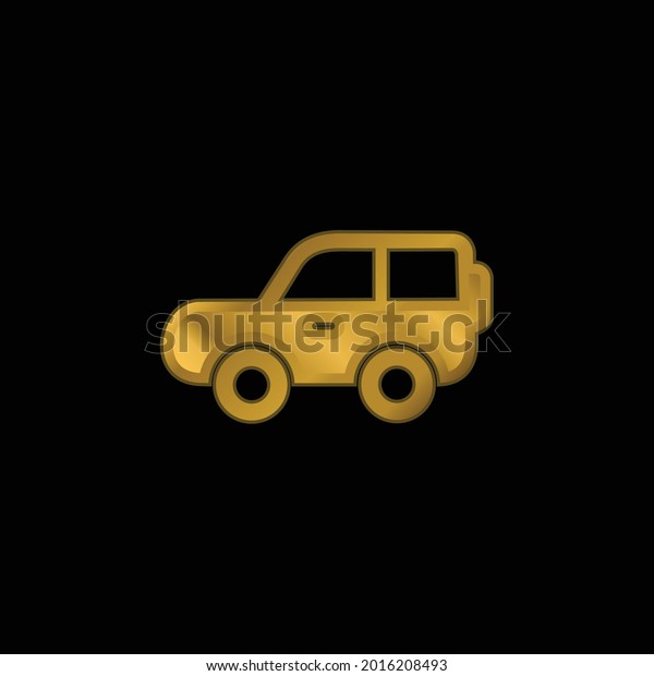 4x4\
Car Side View gold plated metalic icon or logo\
vector