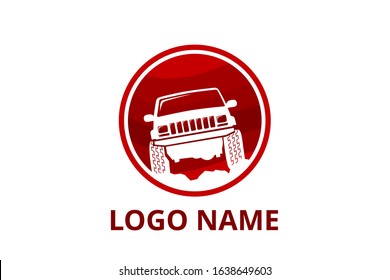 4x4 extreme adventure sport utility vehicle car icon for community emblem. Off-road car vehicle logo sign design for journey travel agency or club.