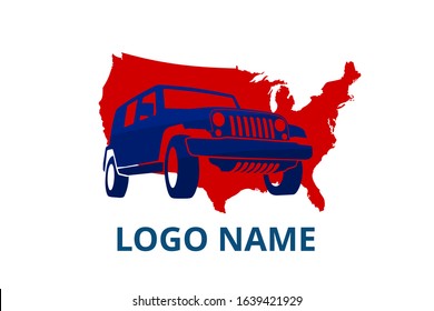 4x4 extreme adventure sport utility vehicle car icon for community emblem. Off-road car vehicle logo sign design for journey travel agency or club. drive over america.