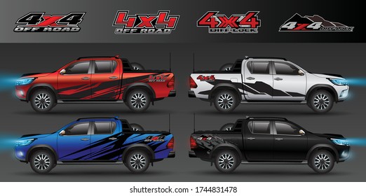 4x4 logo for 4 wheel drive truck and car graphic vector. Design for vehicle vinyl wrap