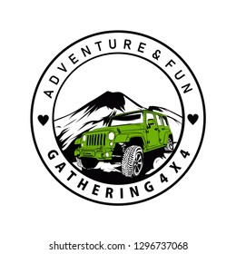 4x4 off road gathering vector. Adventure and Fun car