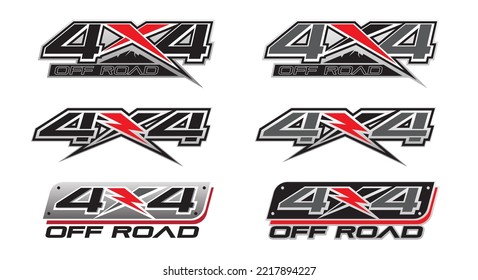 4x4 Off Road logo for 4 wheel drive truck and car graphic vector on white background. Design for vehicle vinyl wrap